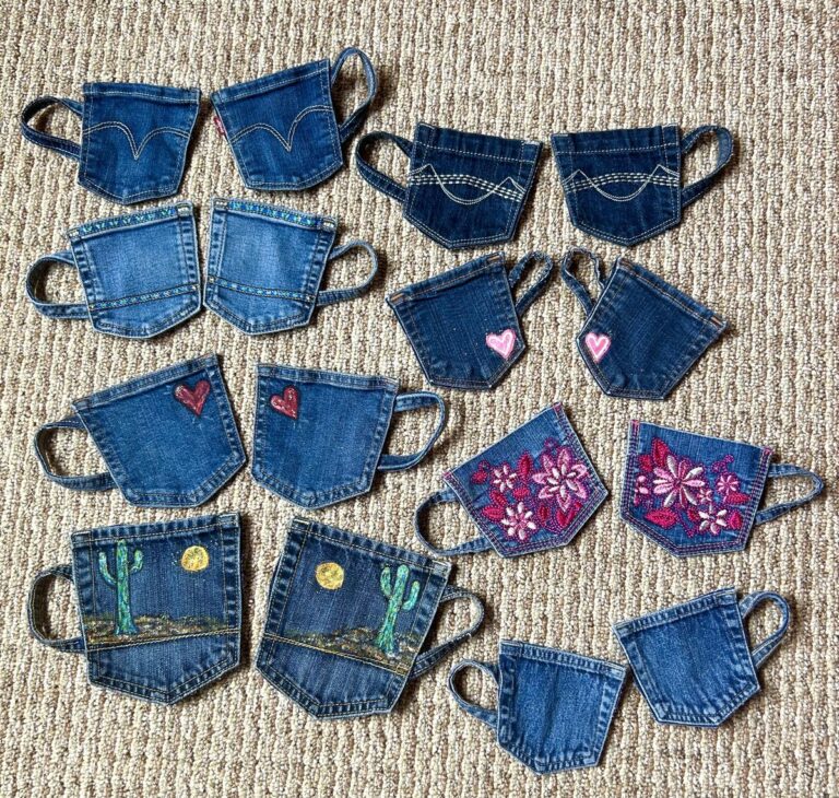 cup holders made of denim fabric