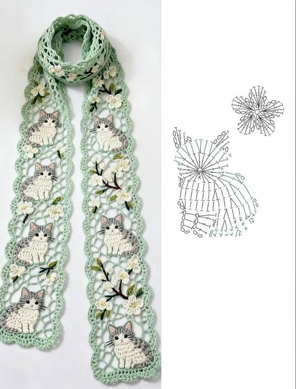 Crocheted cat scarf